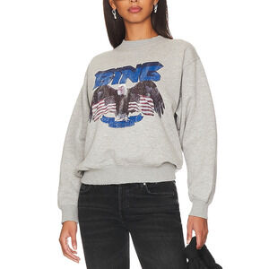 Anine Bing Heather Gray Sweater with Blue Eagle Graphic